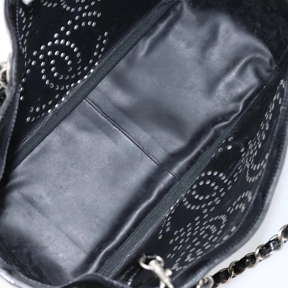 CHANEL Triple Coco Chain Tote Bag Patent leather Black Silver CC Auth 146826 - Picture 2 of 16